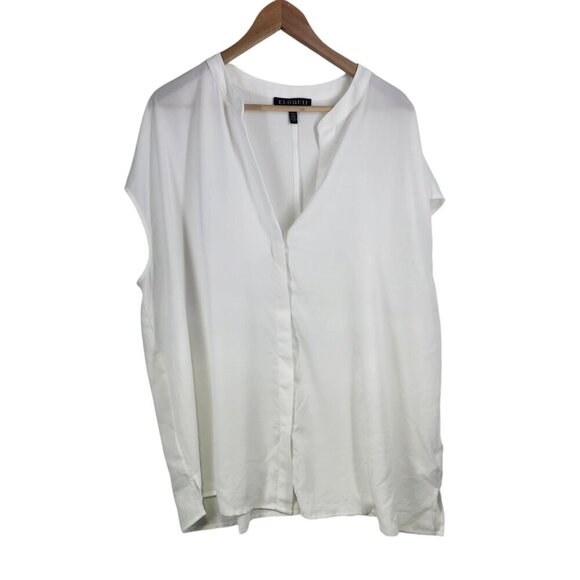 Eloquii Sleeveless Button Front Blouse Shirt Women's Plus Size 20 White - Picture 8 of 8